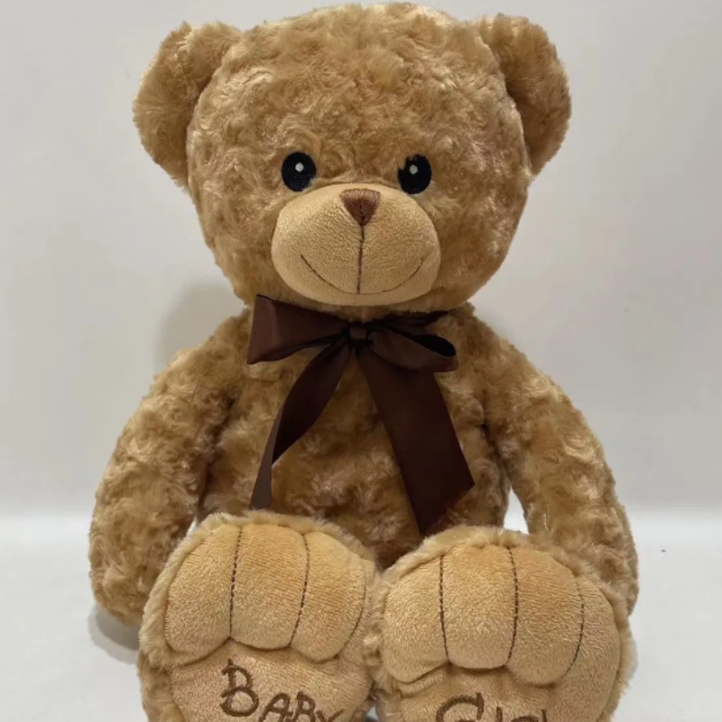 Brown Rose Plush Teddy Bear with Bowtie for Baby Girl Stuffed Toys