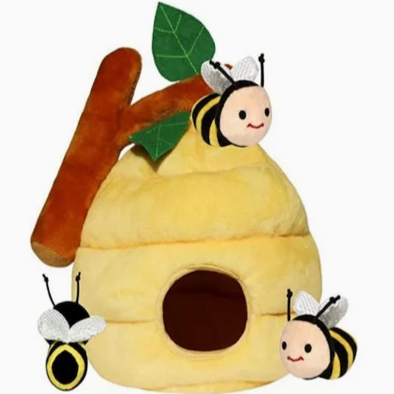 Small Dog Interactive Beehive Puzzle Game Plush Toy - Cute Hide a Bee Puppy Toy