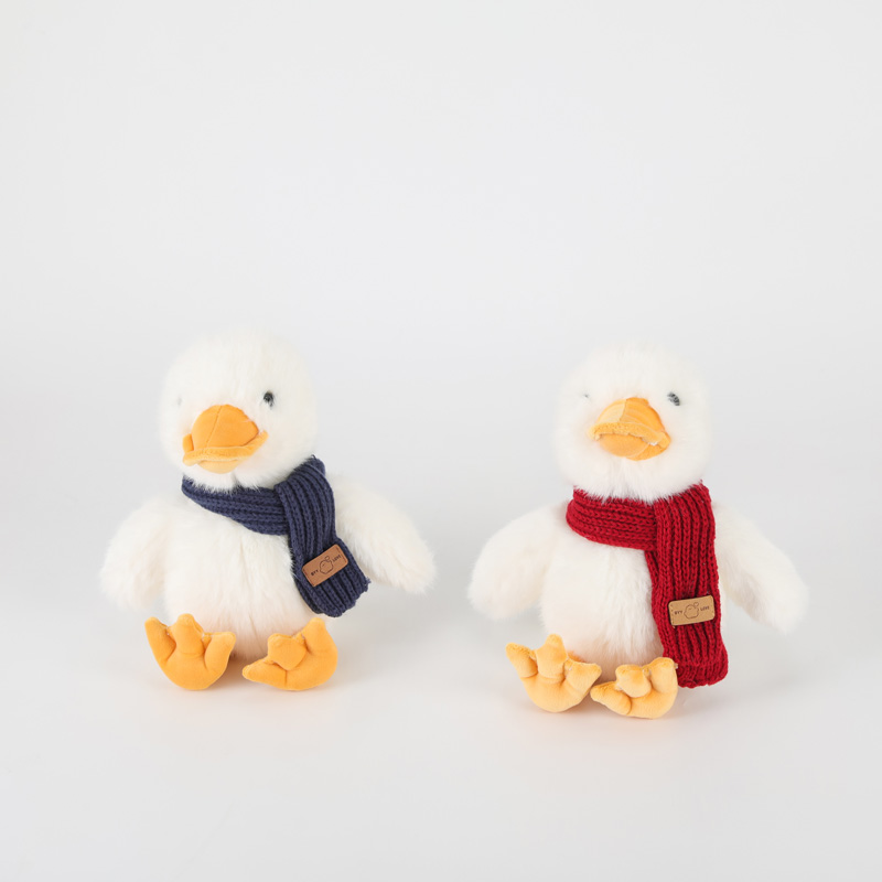 Customized duck with scarf plush toy white color